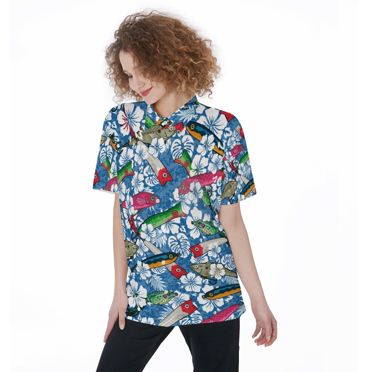 Best Fishing Blue Hawaiian Shirt For Women