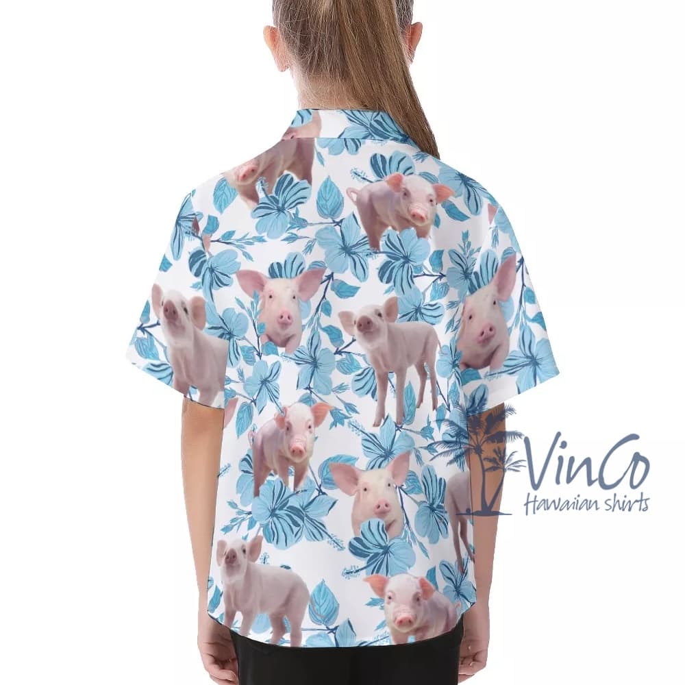 Cute Pig Hawaiian Shirt For Kids