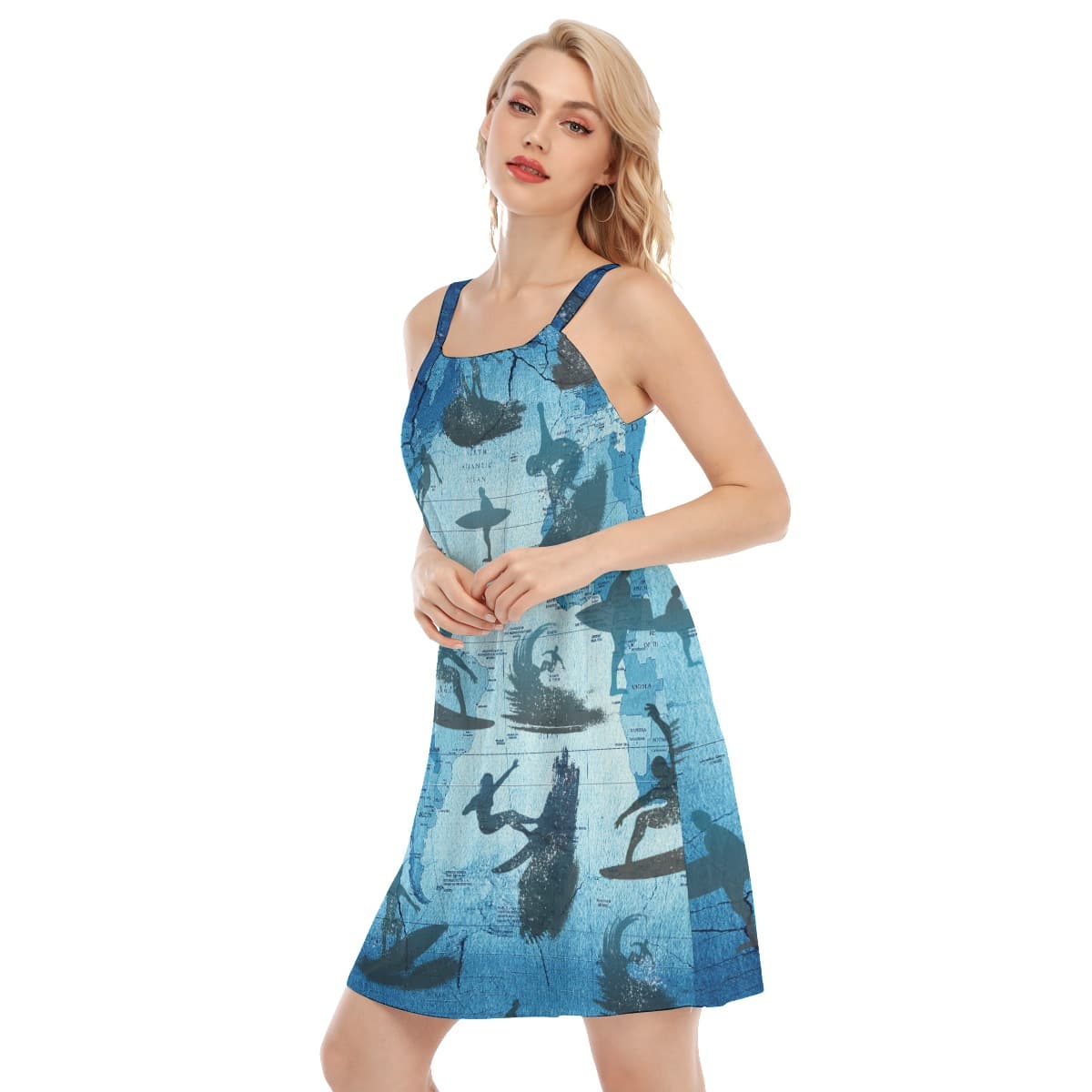 Surfing Map Beach Dress For Women (2)