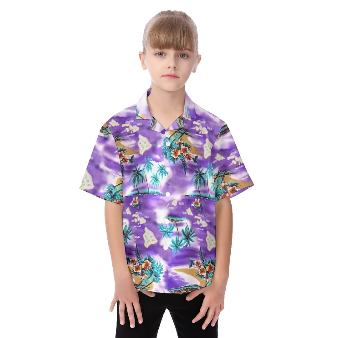 Island Map Hawaiian Shirt For Kids