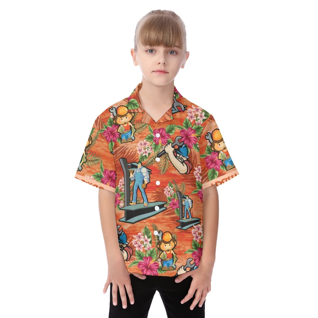 Iron Worker Hawaiian Shirt For Kids