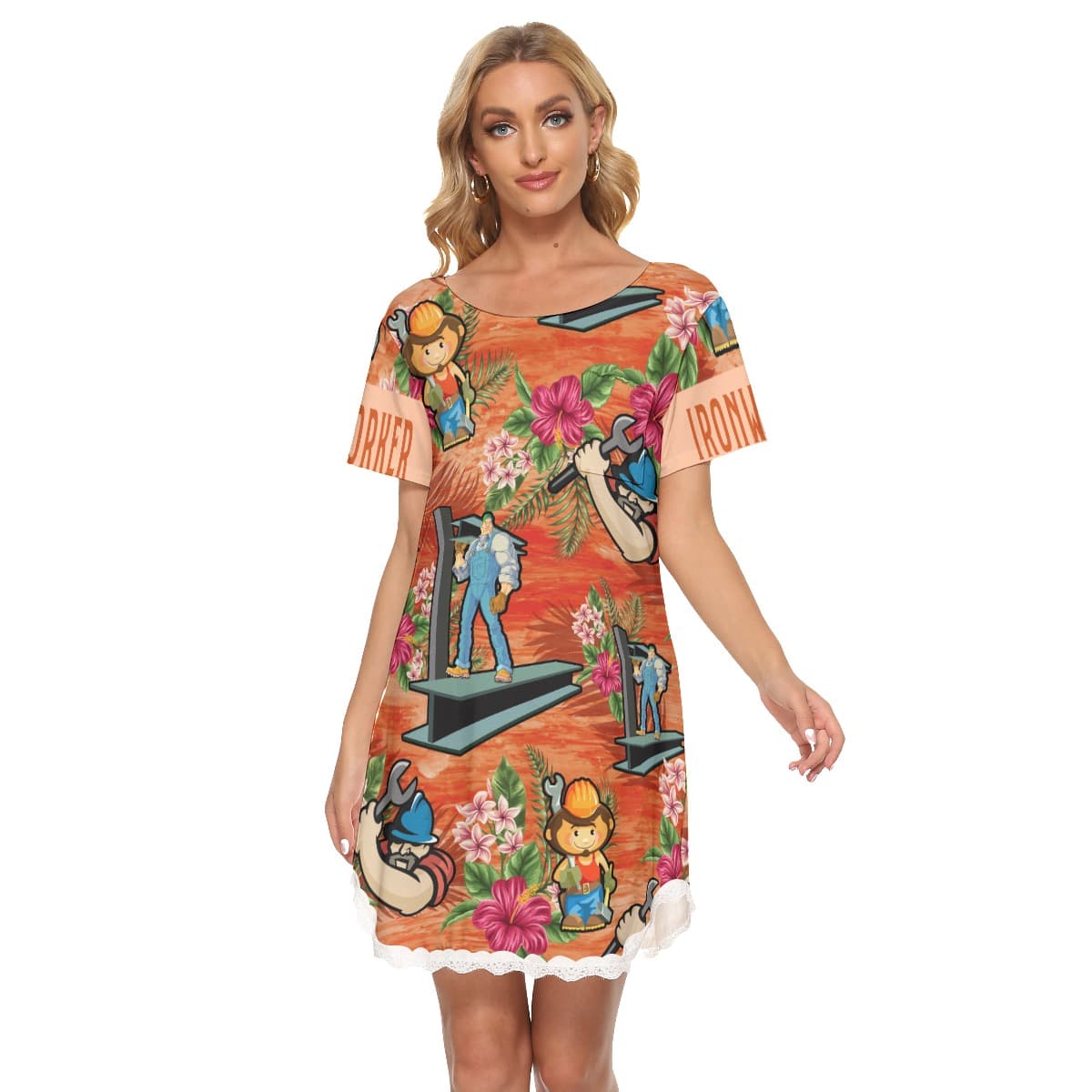 Iron Worker Hawaiian Dress With Lace