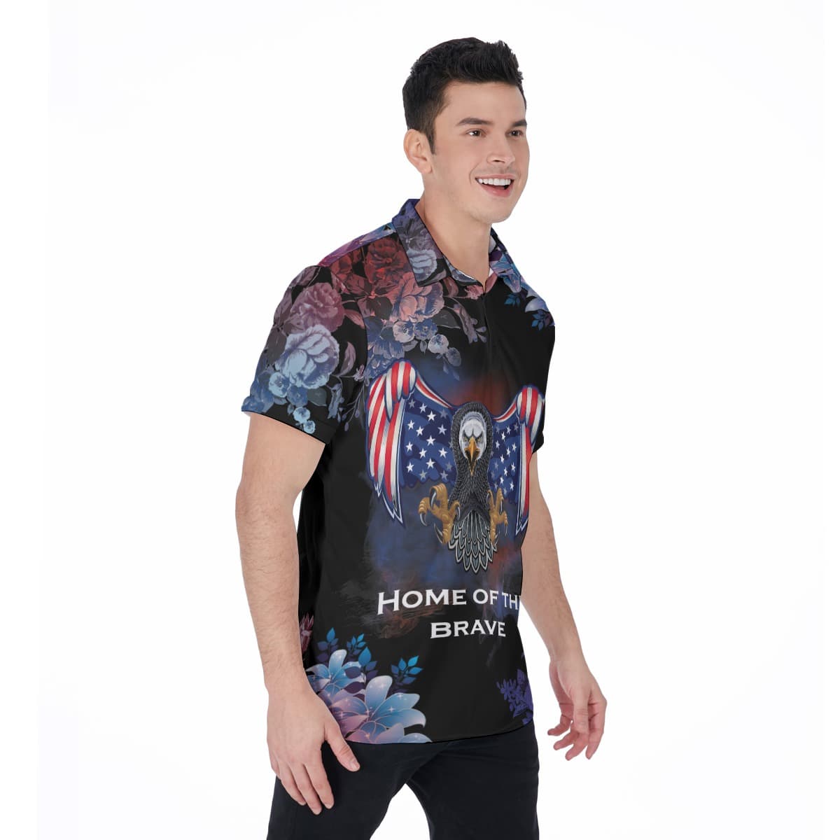 American Eagle Patriotic Hawaiian Polo Shirt
