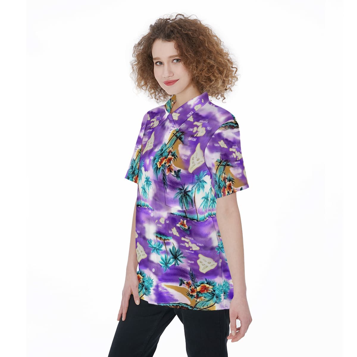 Island Map Hawaiian Women Shirt