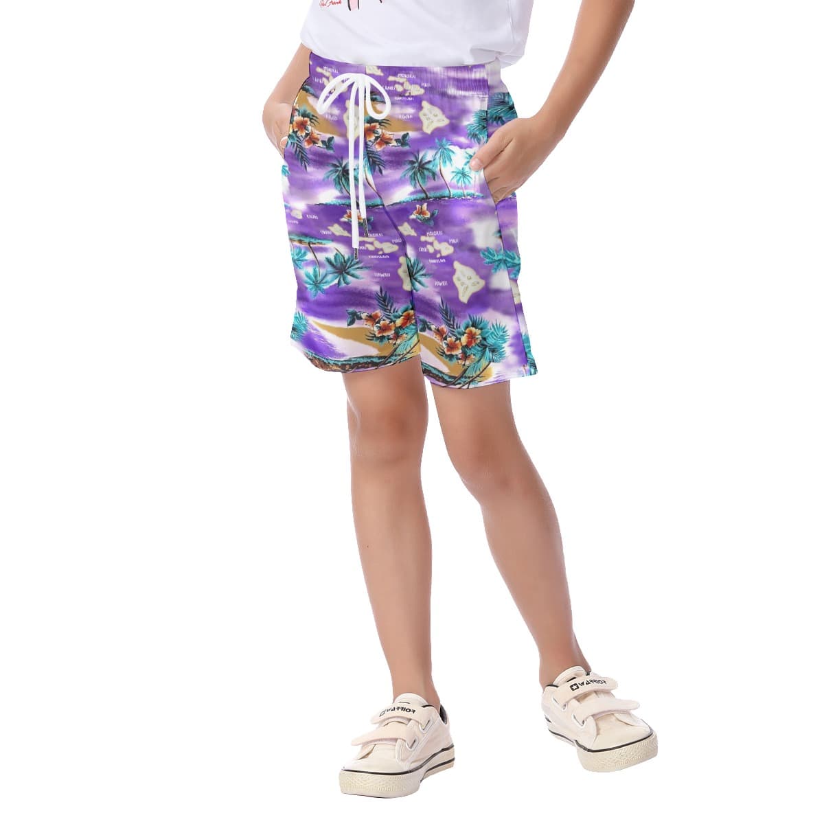 Island Map Hawaiian Kids Summer Shorts