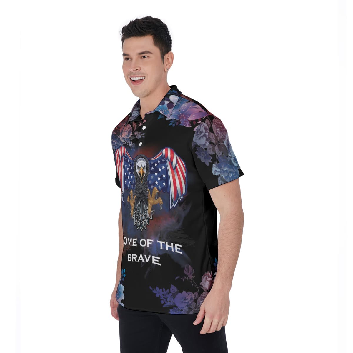 American Eagle Patriotic Hawaiian Polo Shirt