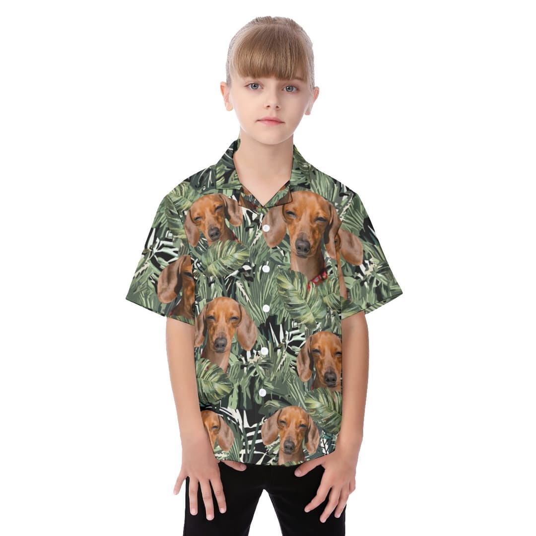 Dachshund Aloha Shirt For Kids