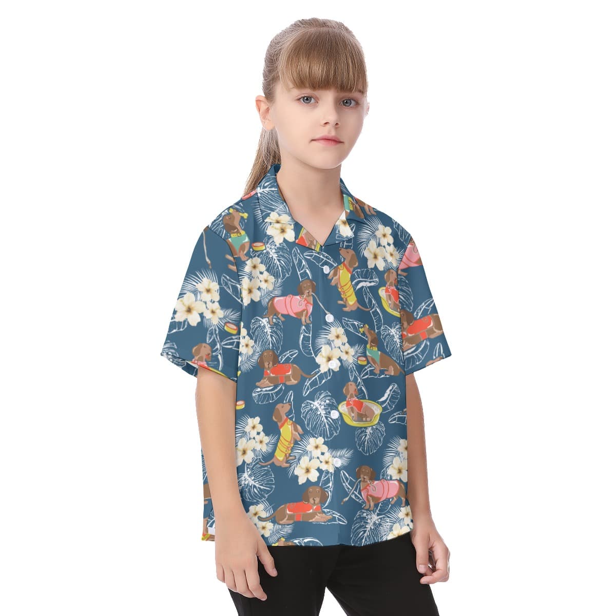 Dachshund Aloha Shirt For Kids