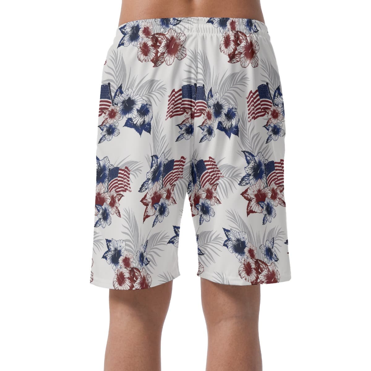 Floral American Flag Beach Shorts (4)