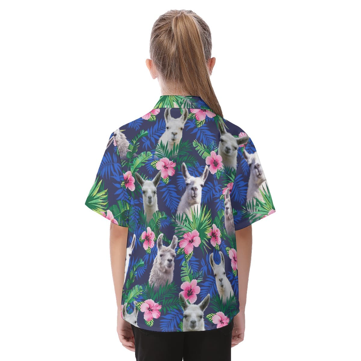 Floral Llama Aloha Shirt For Kids