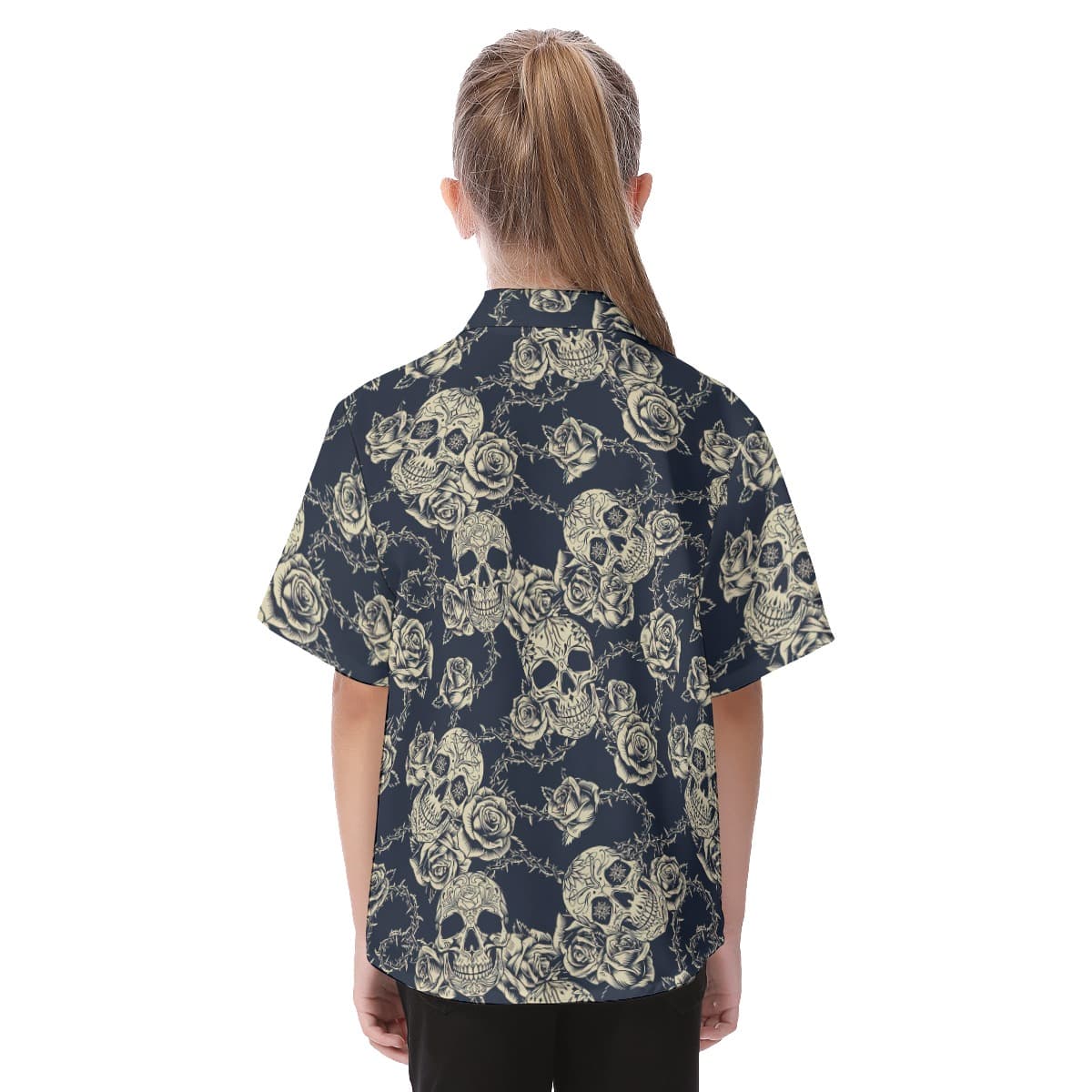 Skull Black Kid’s Hawaiian Shirt (4)