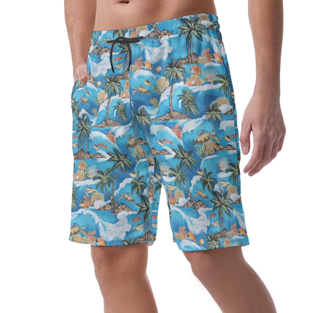 Turtle Blue Hawaiian Men Shorts (3)