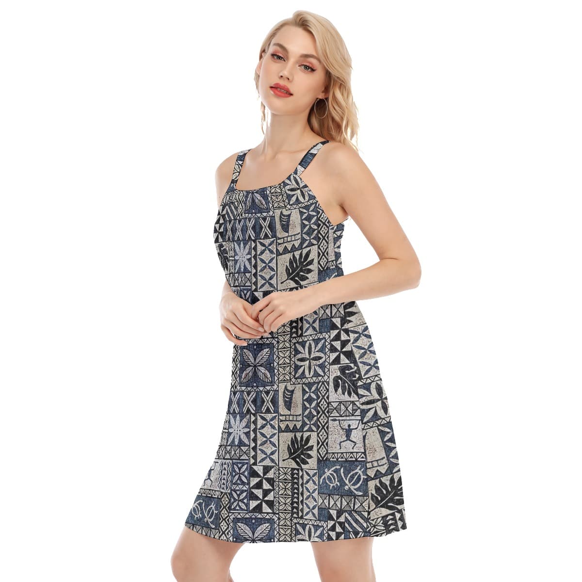 Block Honu Tapa Hawaiian Dress (3)