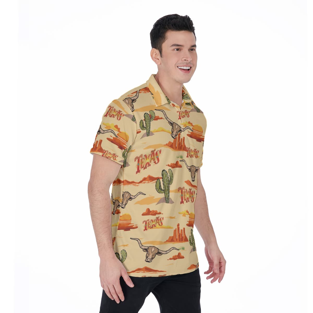 Texas Hawaiian Polo Shirt For Men (2)