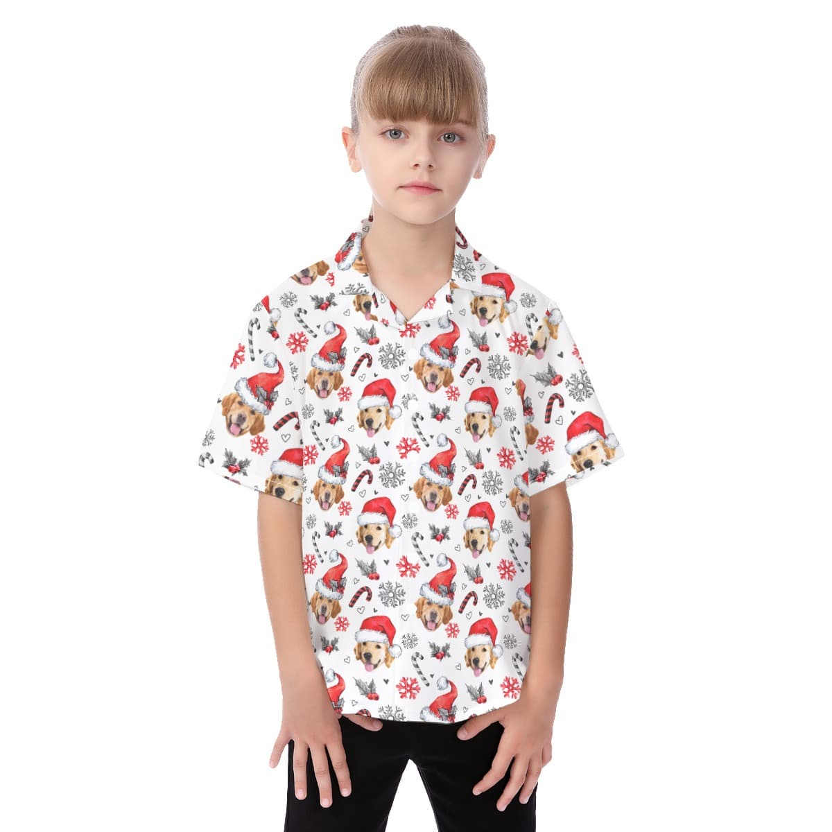 Kid's Hawaiian Shirt With Dog Face (1)