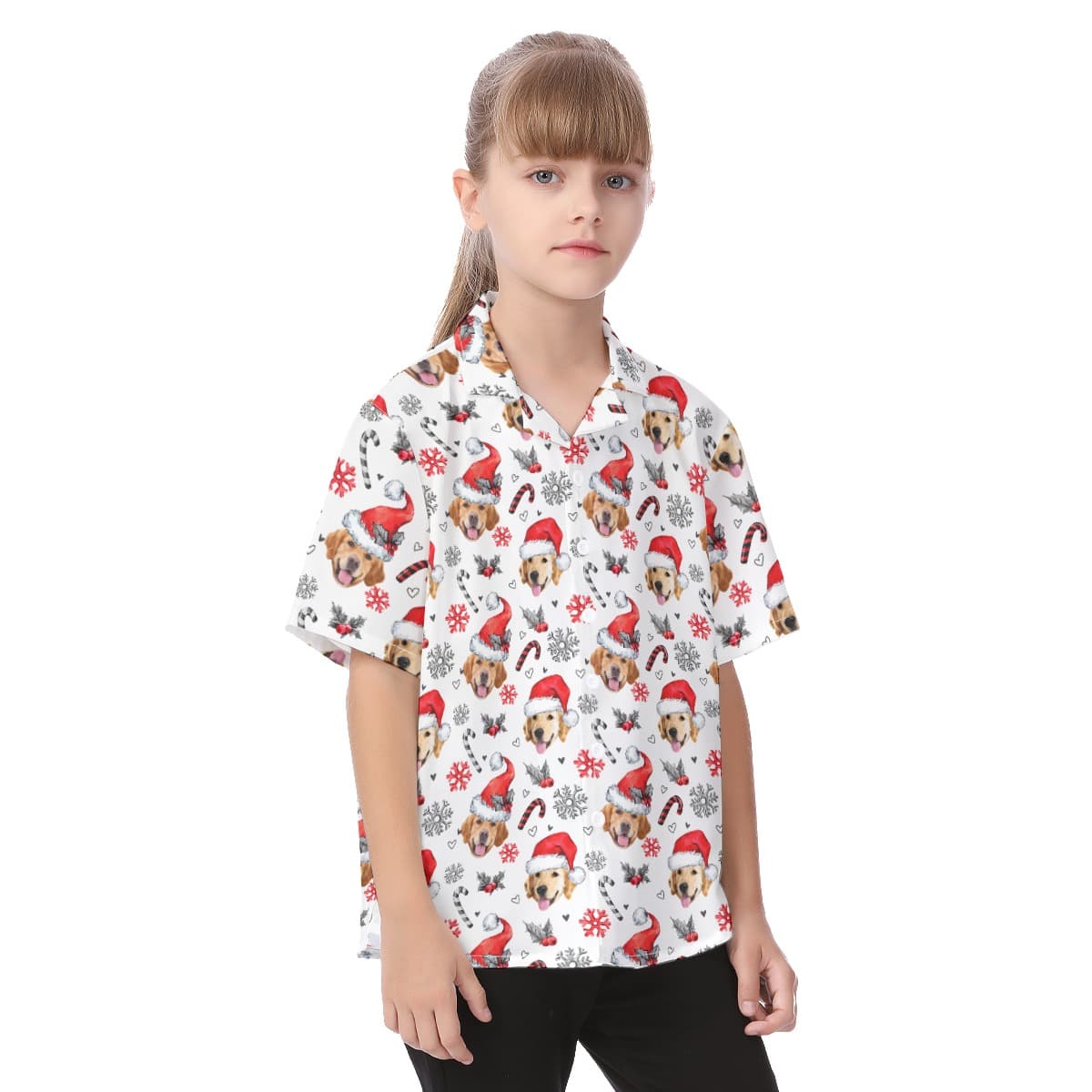 Kid's Hawaiian Shirt With Dog Face (1)