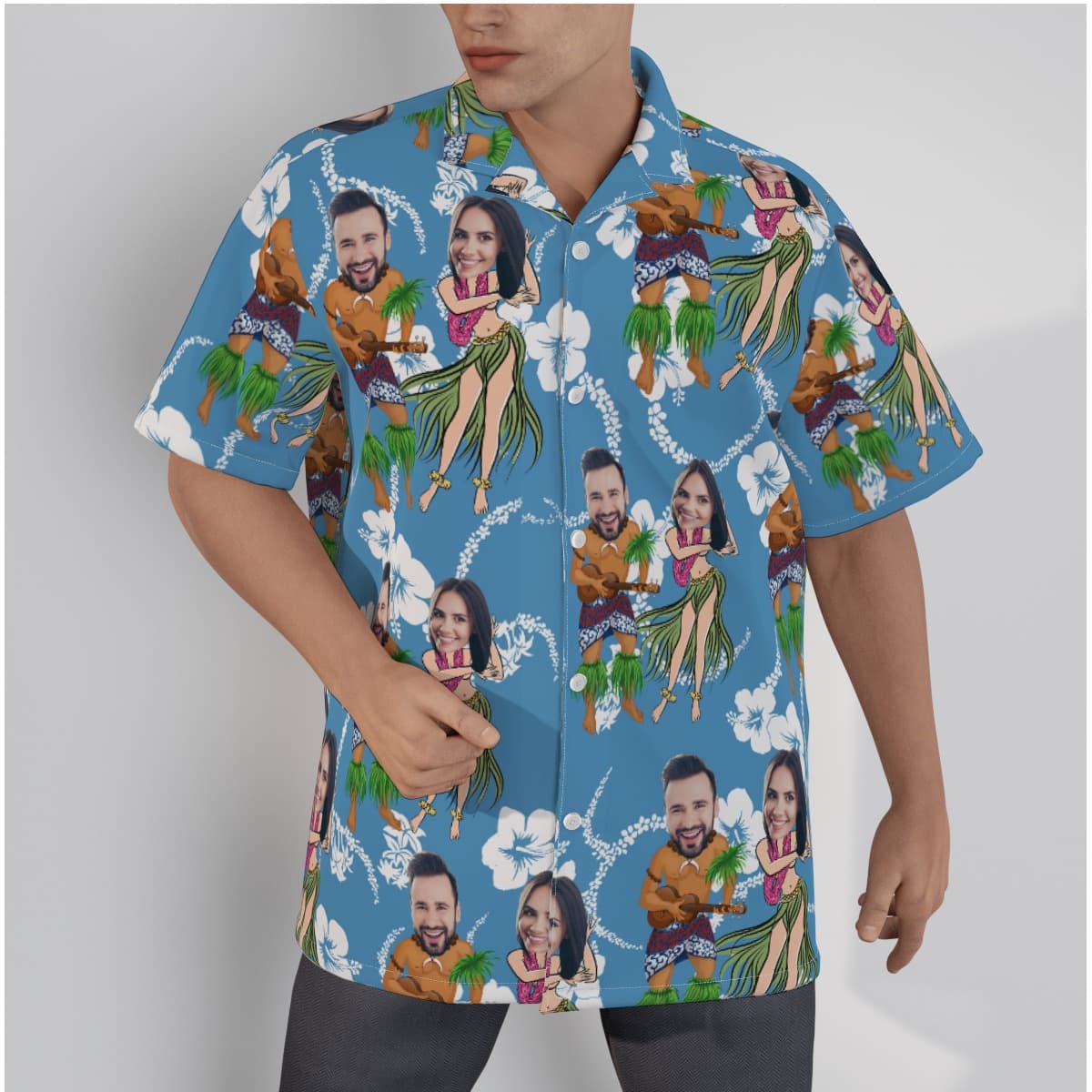 Custom Face Couple Hawaiian Shirt