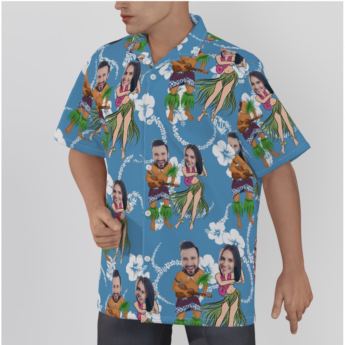 Custom Face Couple Hawaiian Shirt (2)