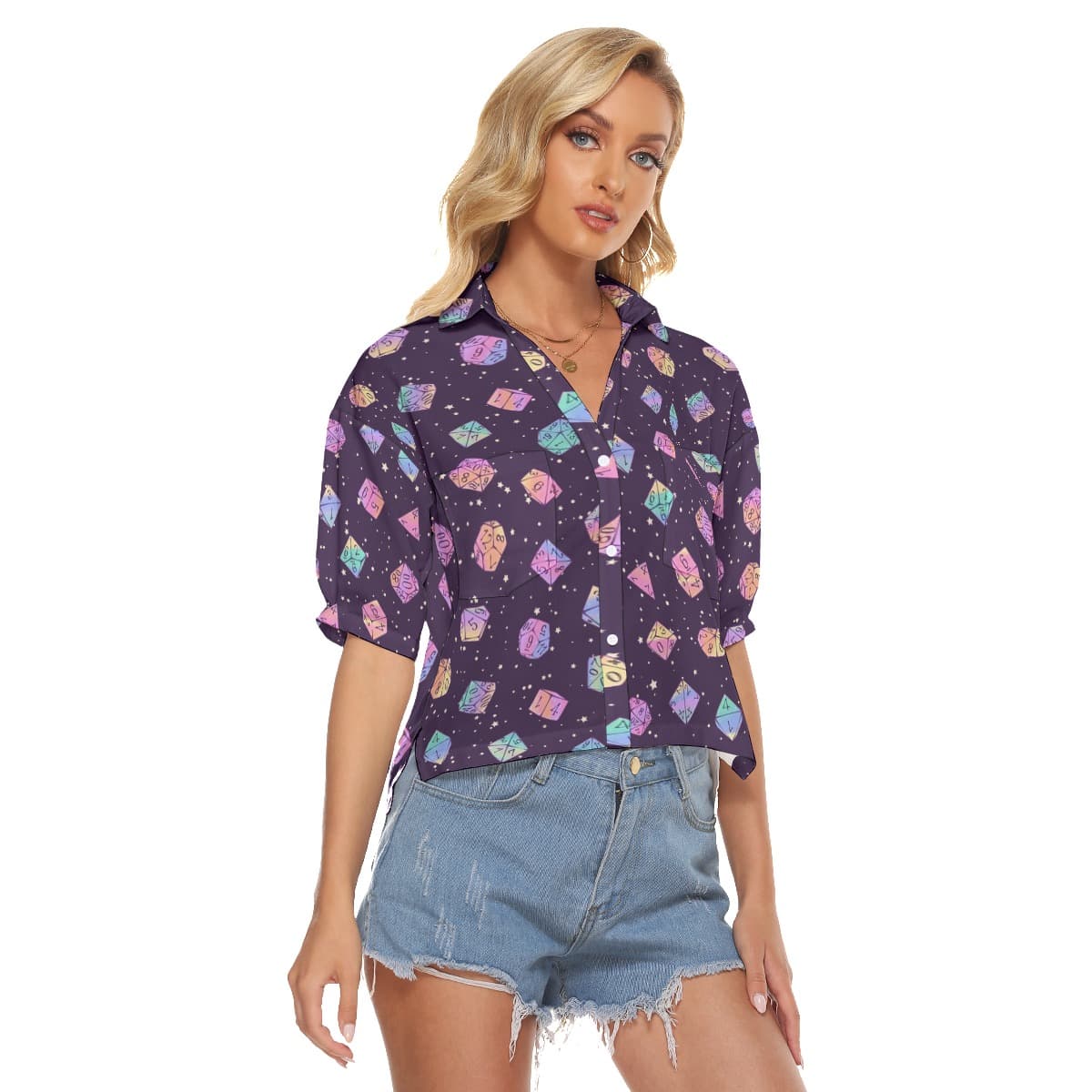 DND Dice Purple Women's Crop Top (1)