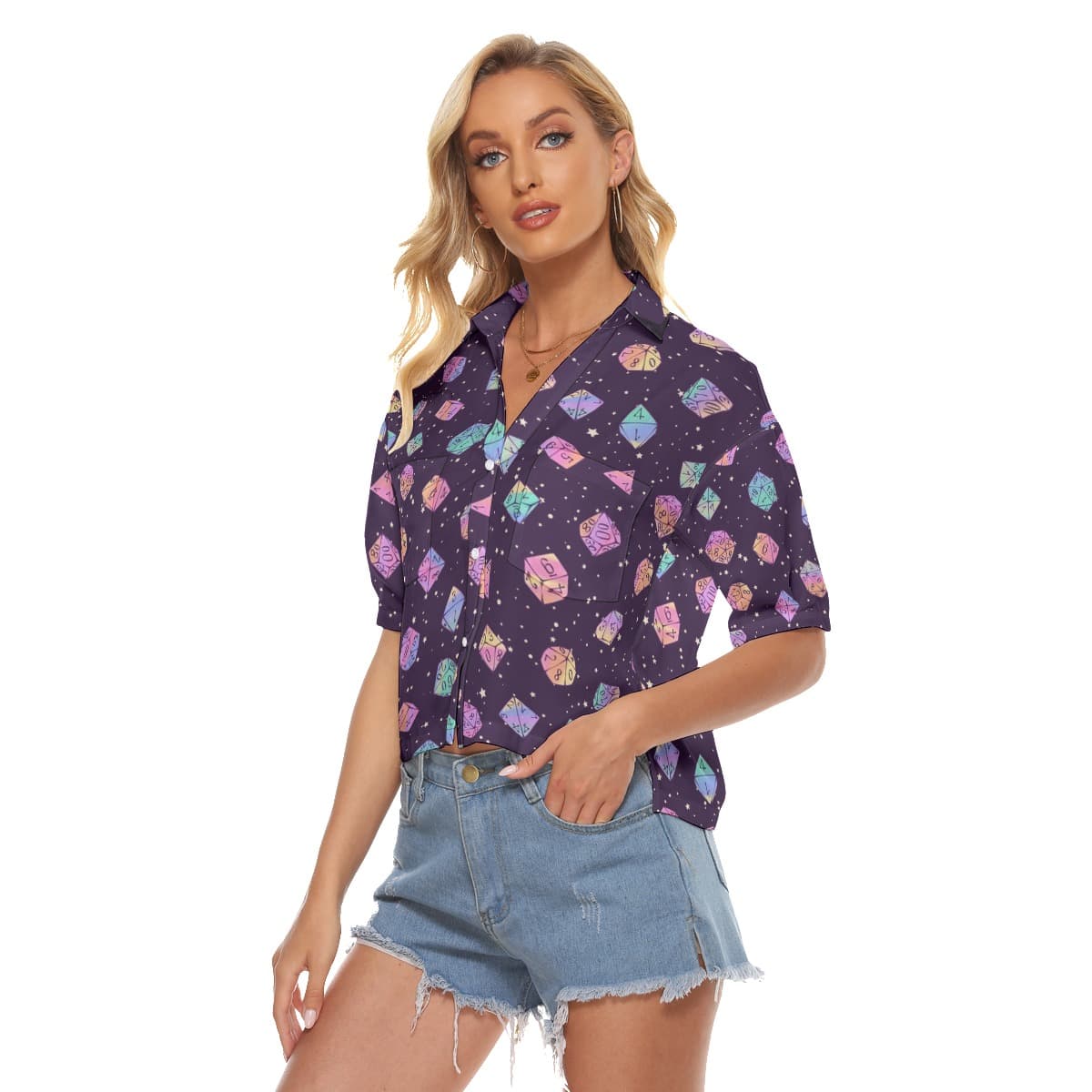 DND Dice Purple Women’s Crop Top (2)