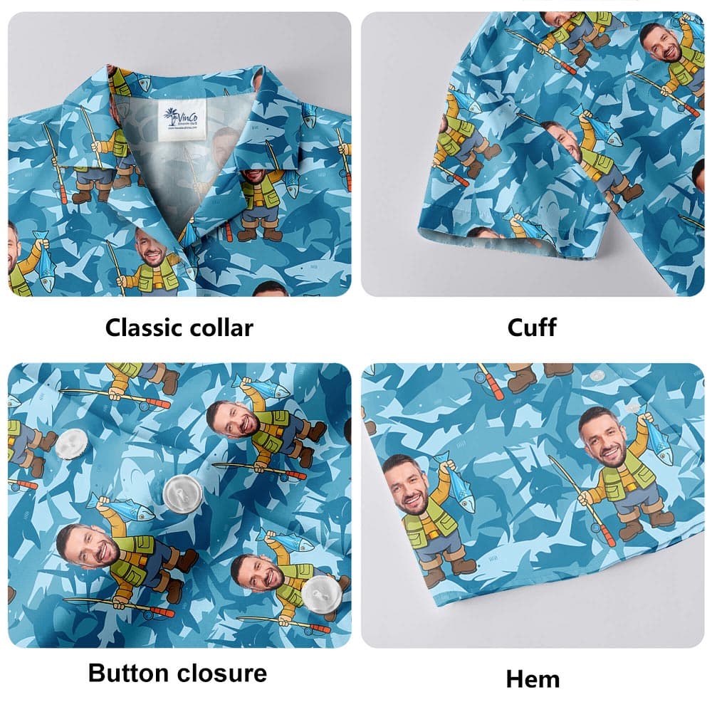 Fishing Custom Face Hawaiian Shirt For Men