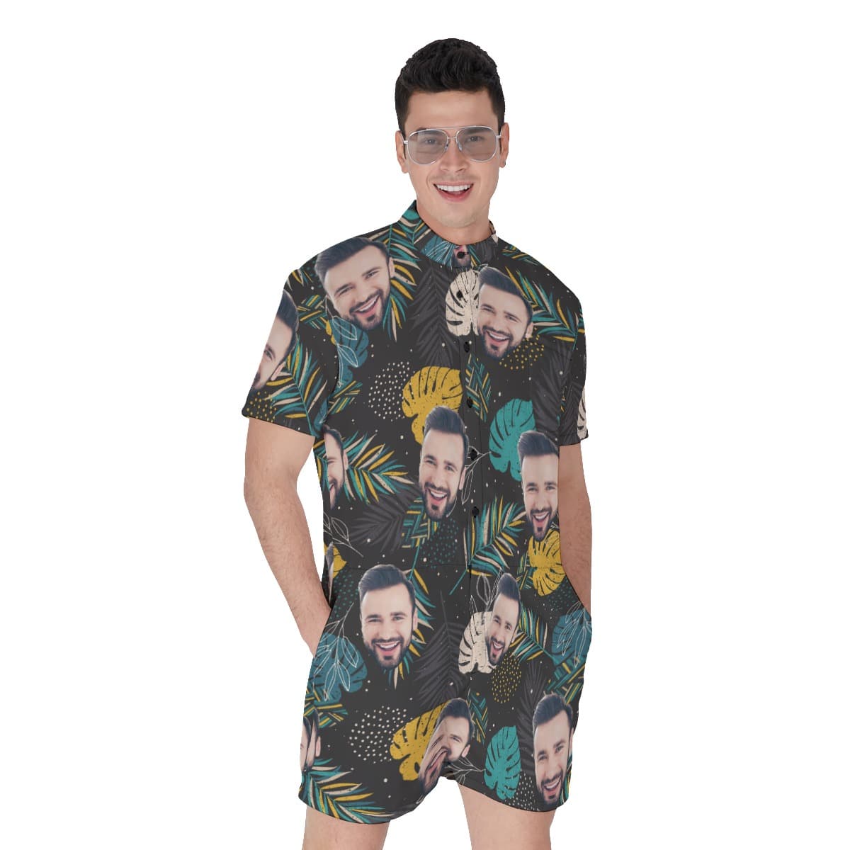 Custom Face Tropical Men's Romper (1)