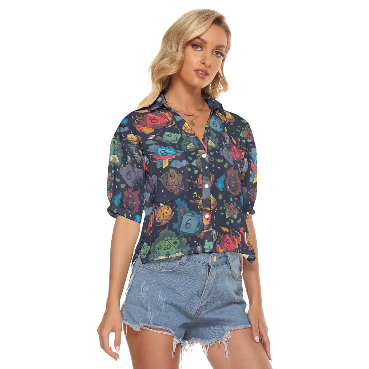 Dnd Dice Hawaiian Cropped Shirt (2)