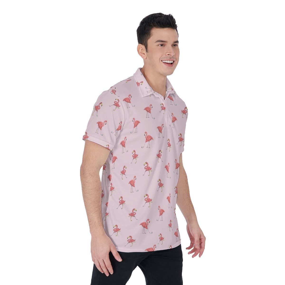 Funny Flamingo Men’s Golf Shirt (1)