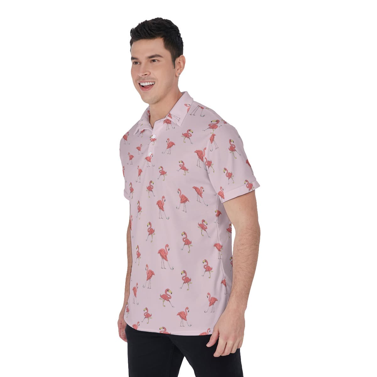 Funny Flamingo Men’s Golf Shirt (2)