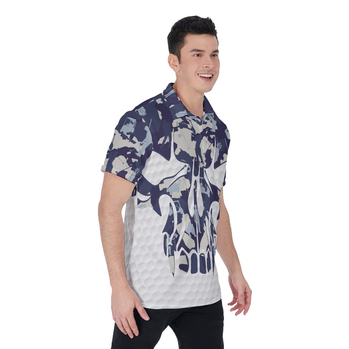 Blue Skull Golf Shirt For Men (4)