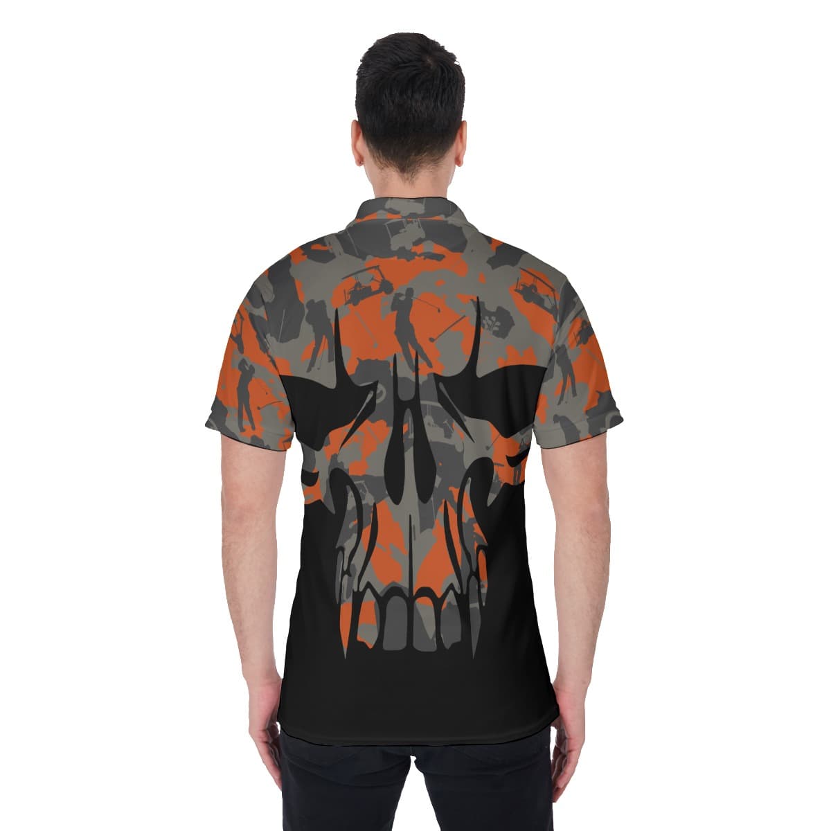 Camo Skull Black Men’s Golf Shirt (3)