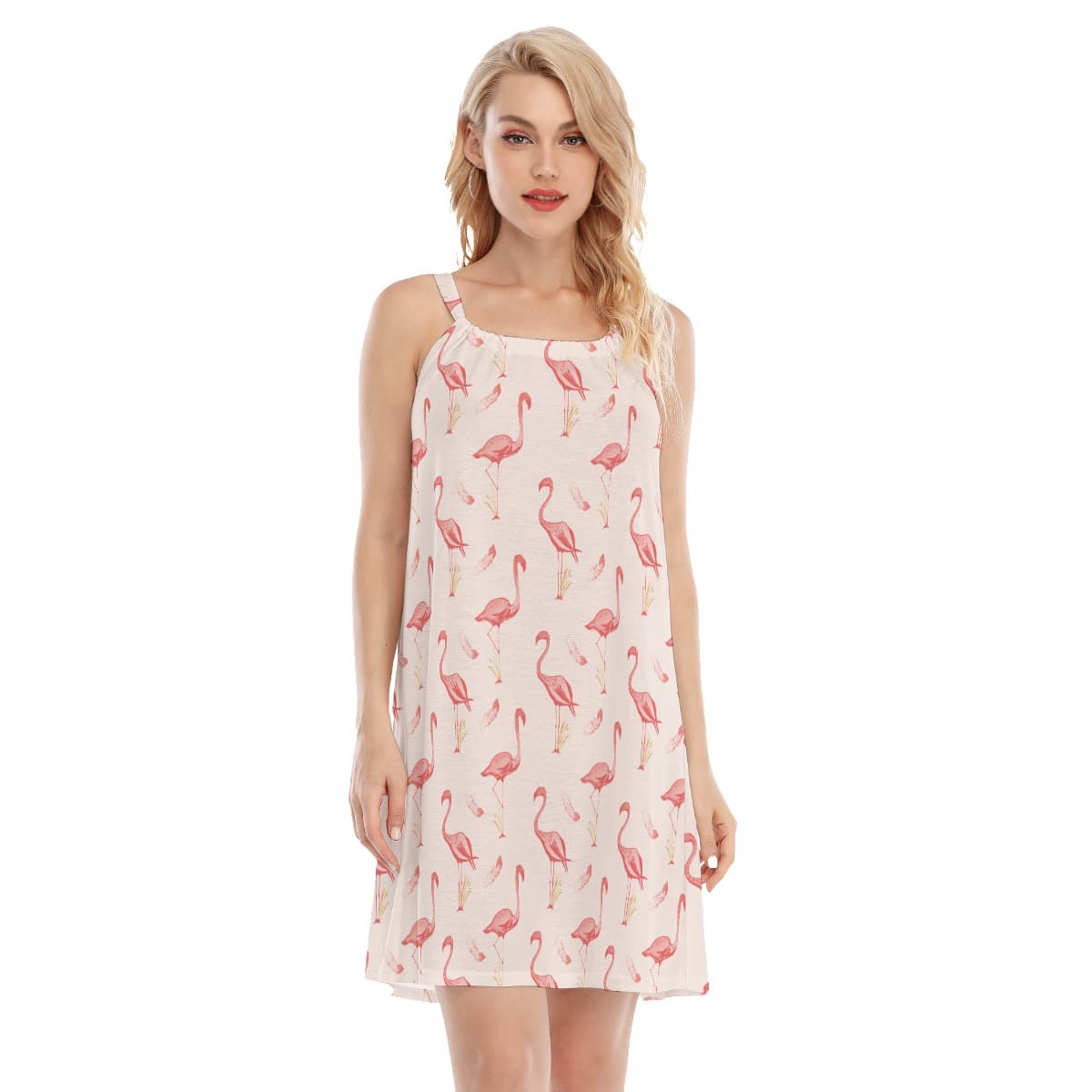 Flamingo White Hawaiian Dress (1)