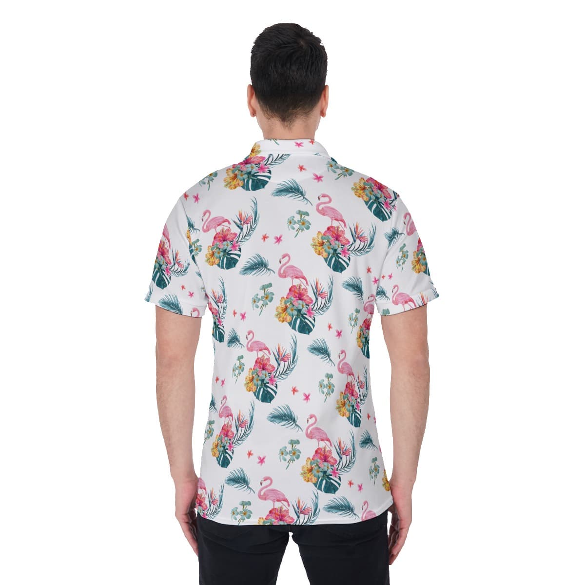 Floral Flamingo Men’s Polo Shirt (4)