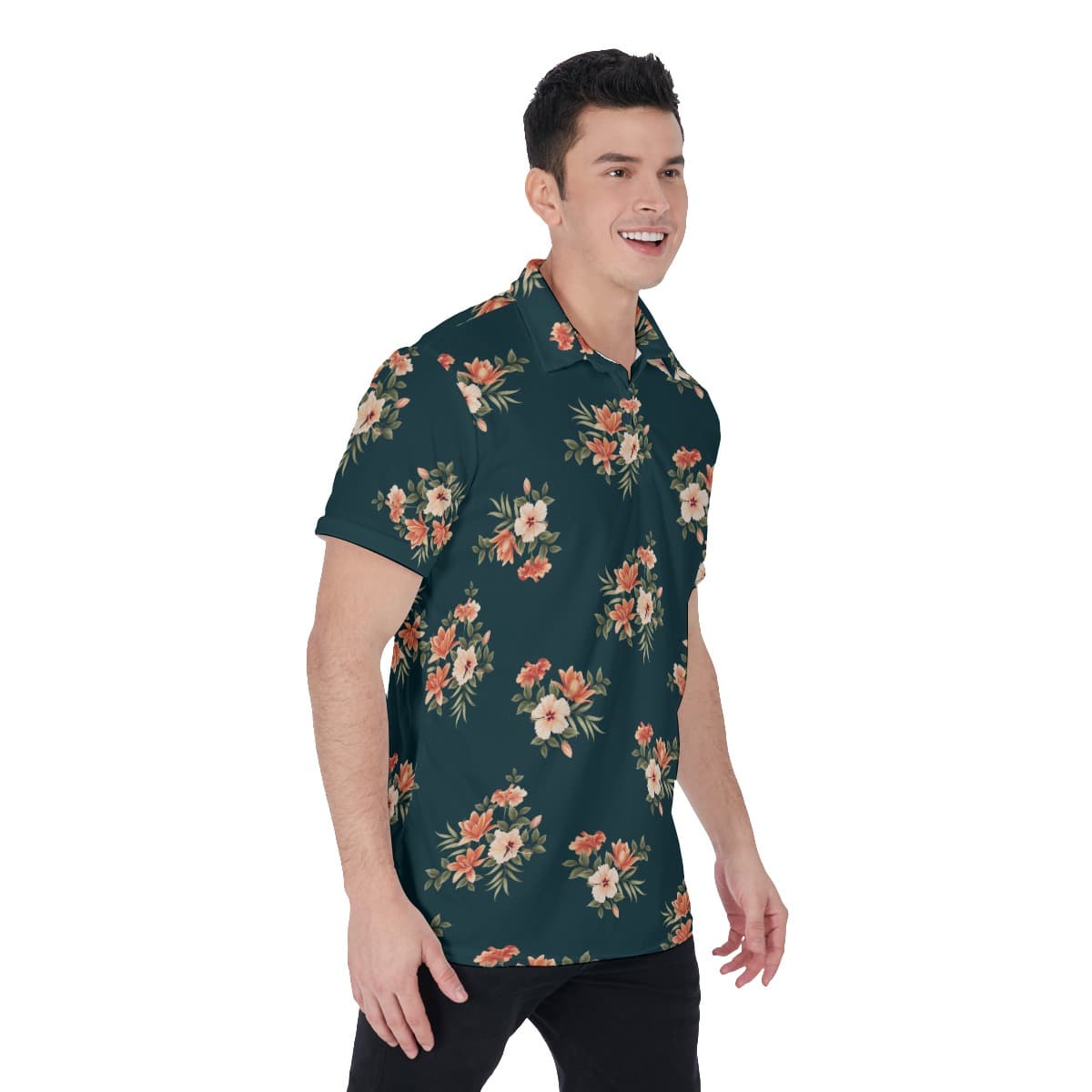 Men’s Floral Hawaiian Polo Shirt (2)