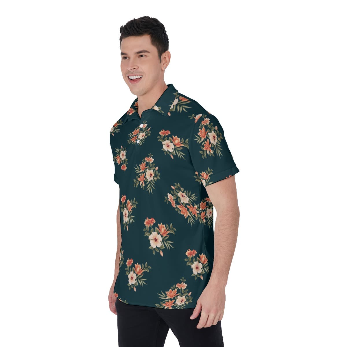 Men’s Floral Hawaiian Polo Shirt (3)