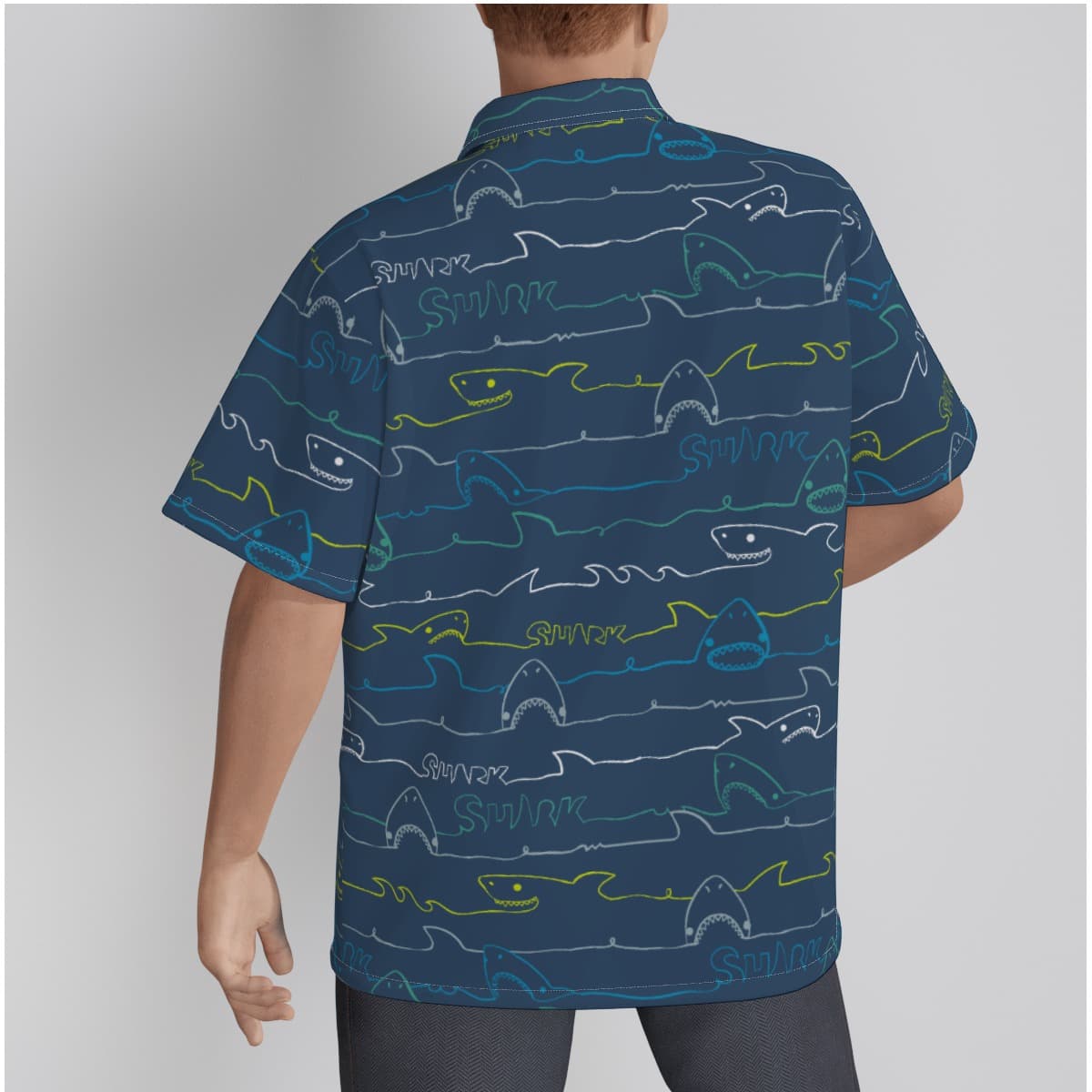 Men’s Shark Cotton Aloha Shirt (1)