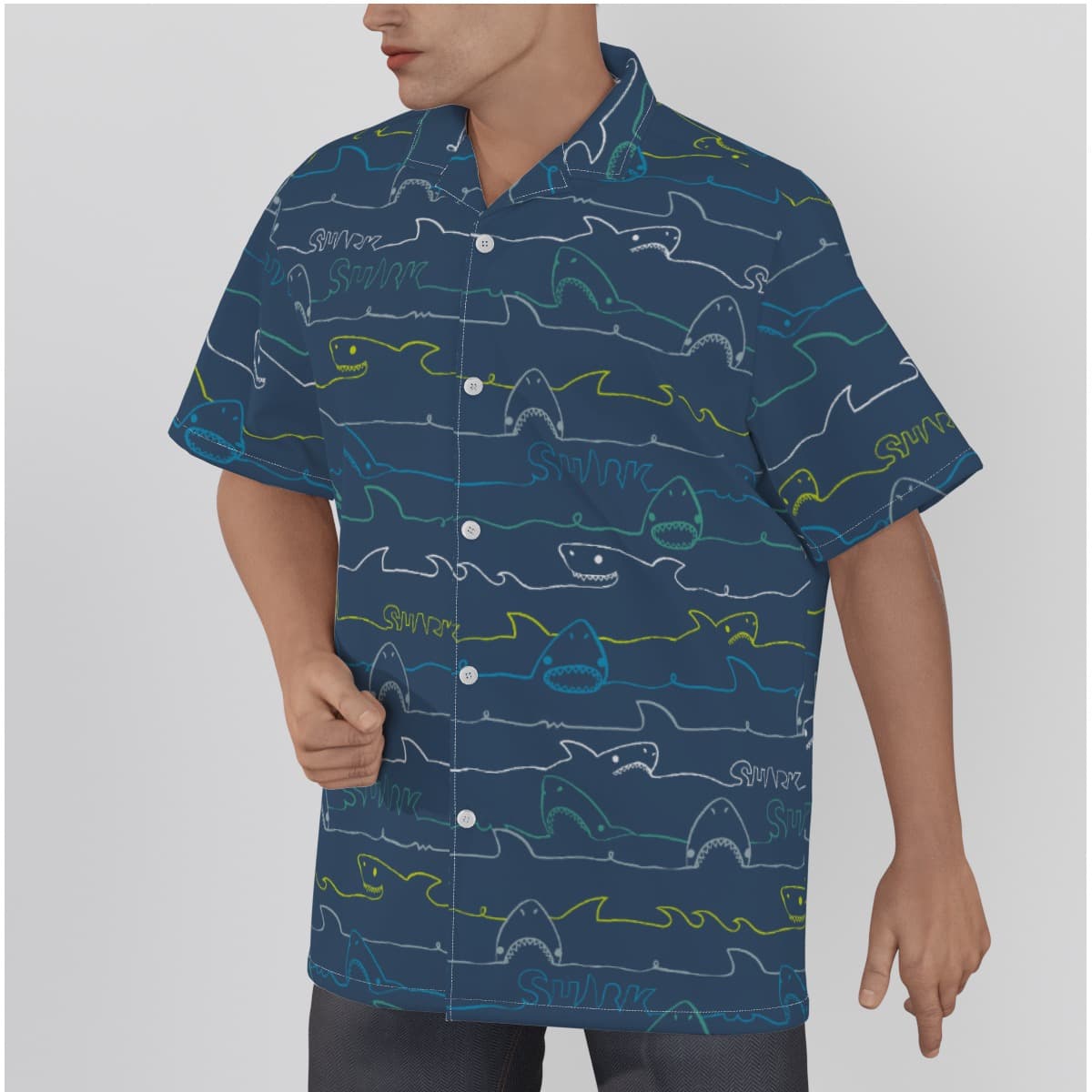 Men’s Shark Cotton Aloha Shirt (3)