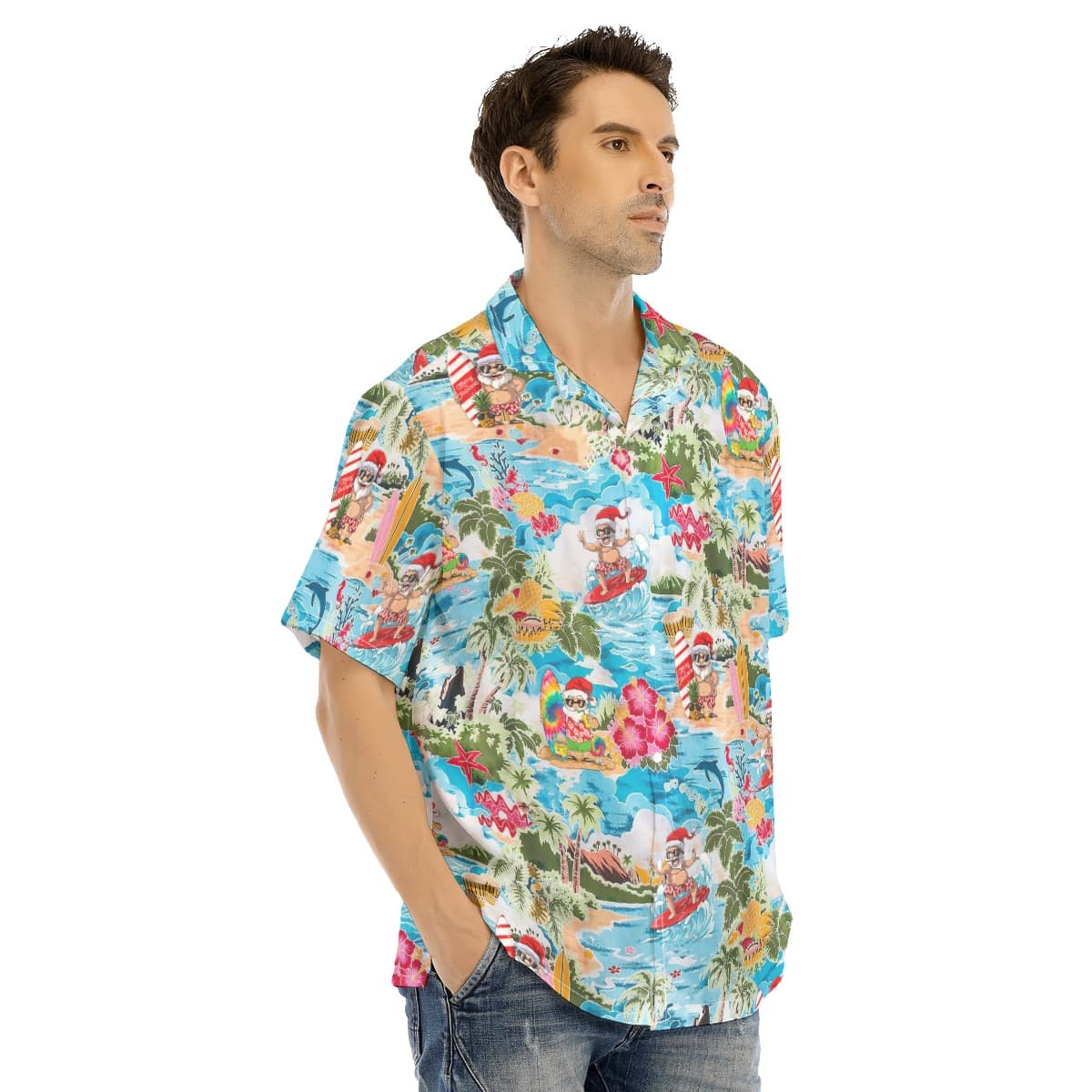Men’s Surfing Santa Hawaiian Shirt (2)