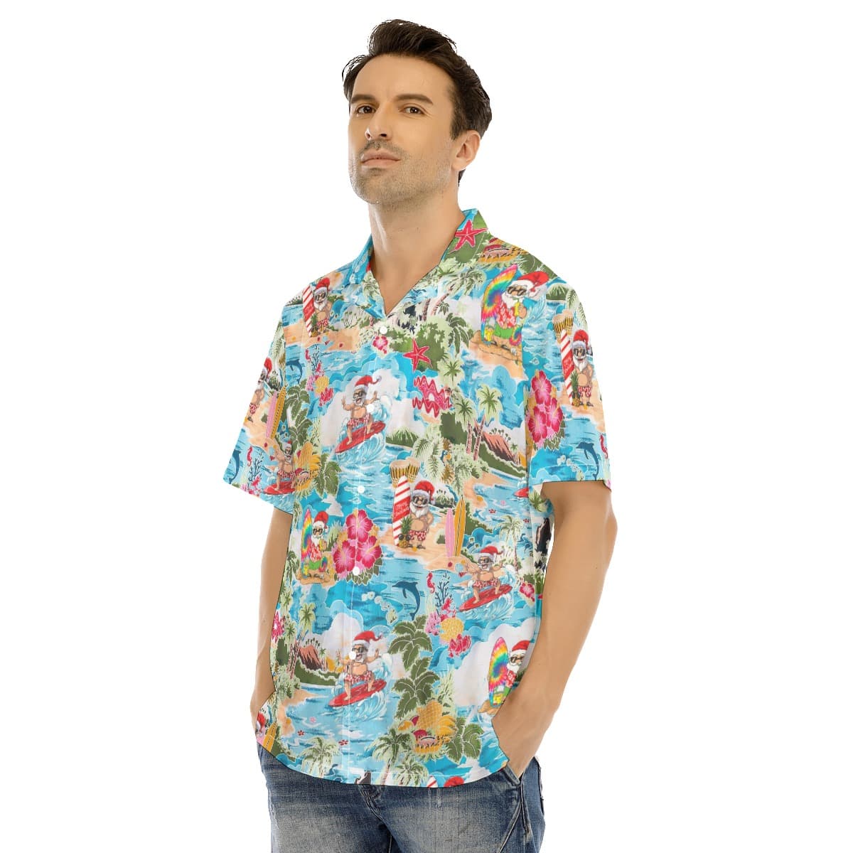 Men’s Surfing Santa Hawaiian Shirt (3)