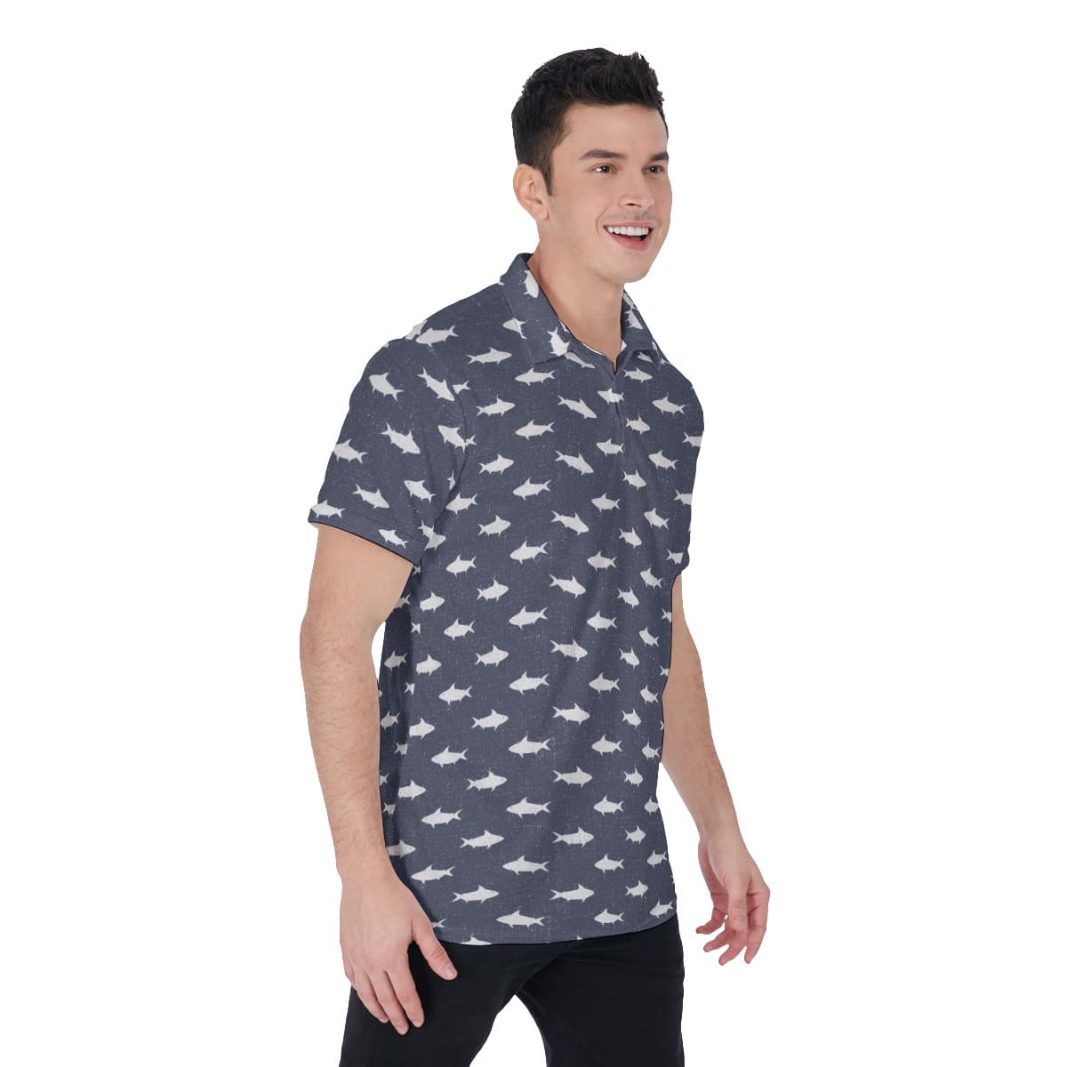 Shark Hawaiian Polo Shirt For Men (2)