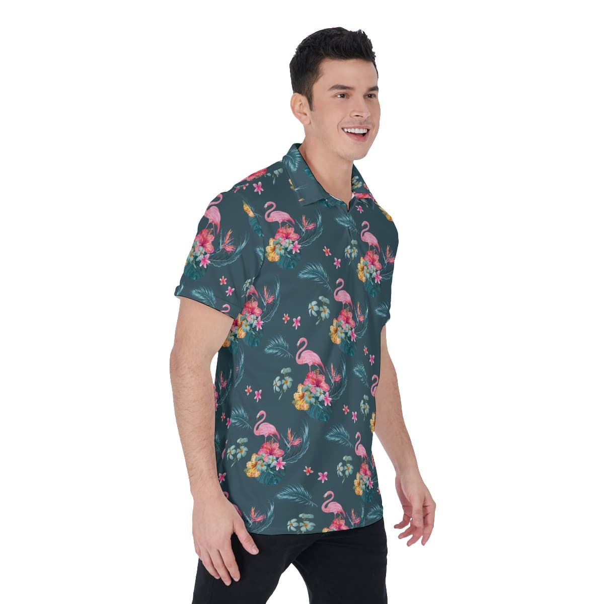 Tropical Flamingo Men’s Polo Shirt (2)
