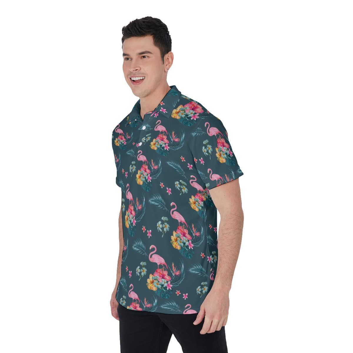 Tropical Flamingo Men’s Polo Shirt (3)