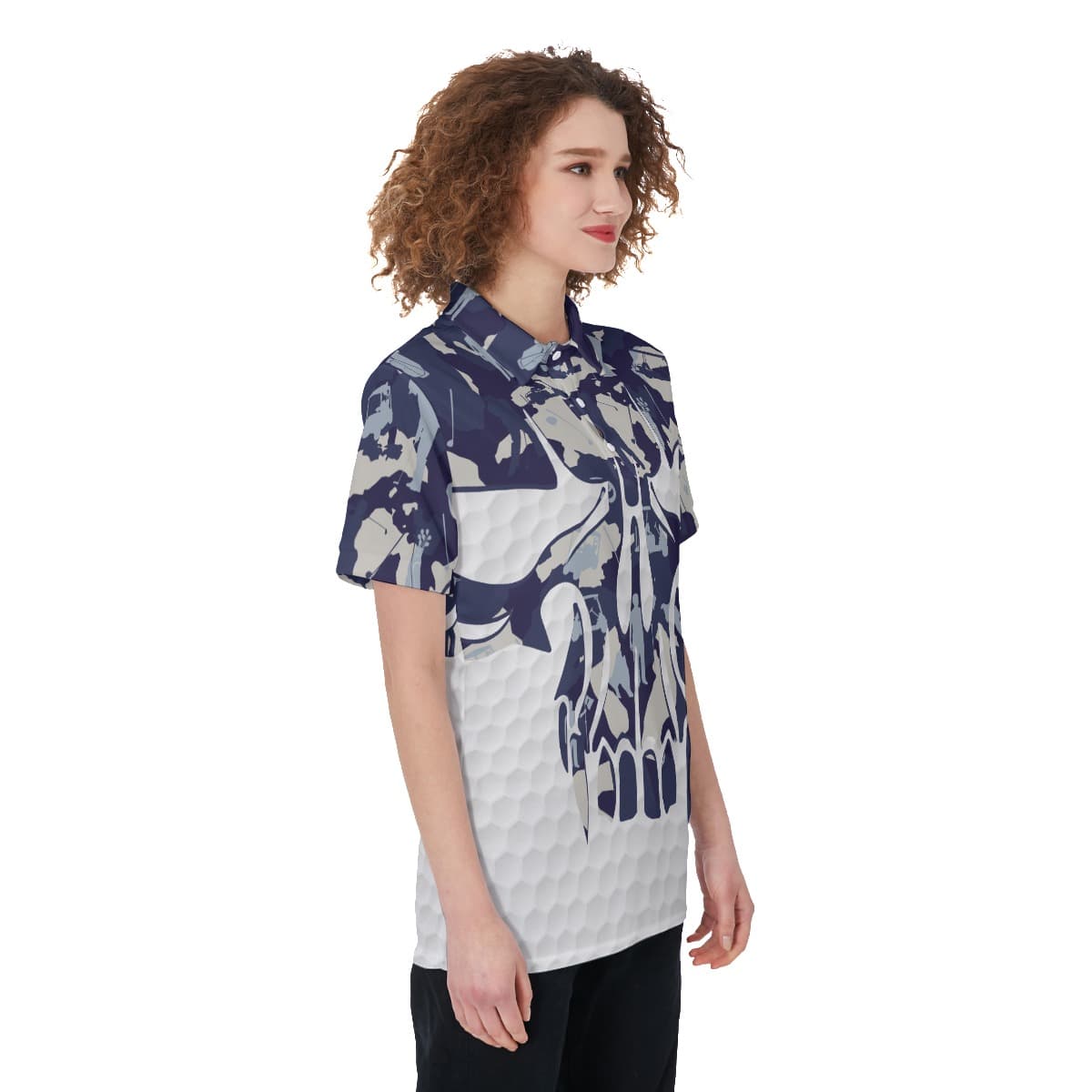 Women’s Blue Skull Golf Shirt (4)