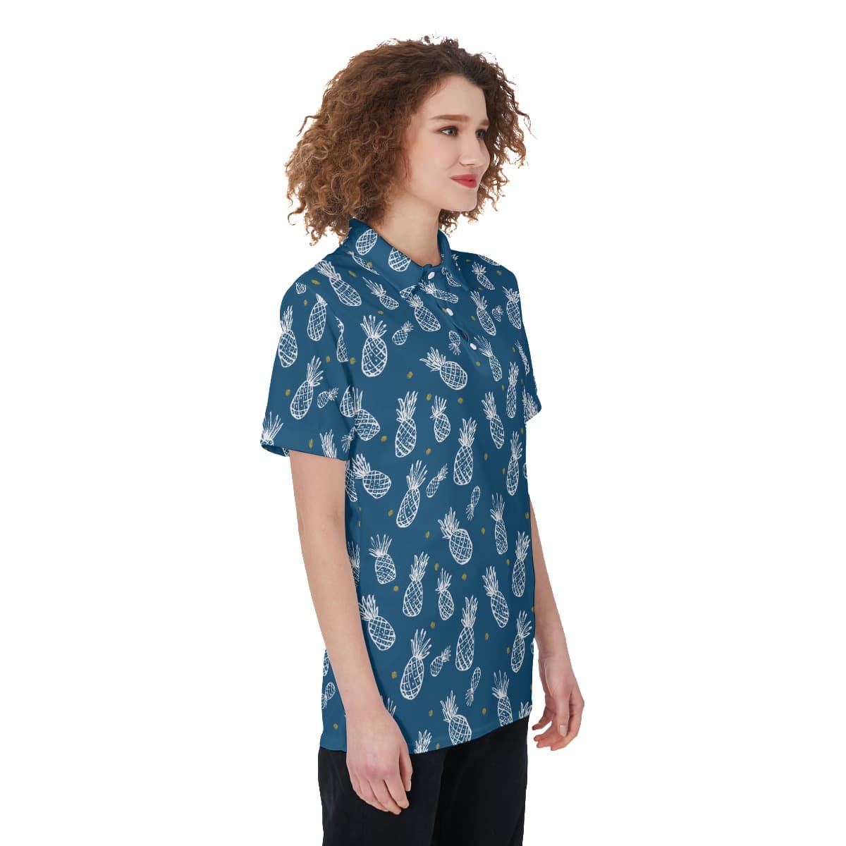 Women's Pineapple Navy Golf Shirt