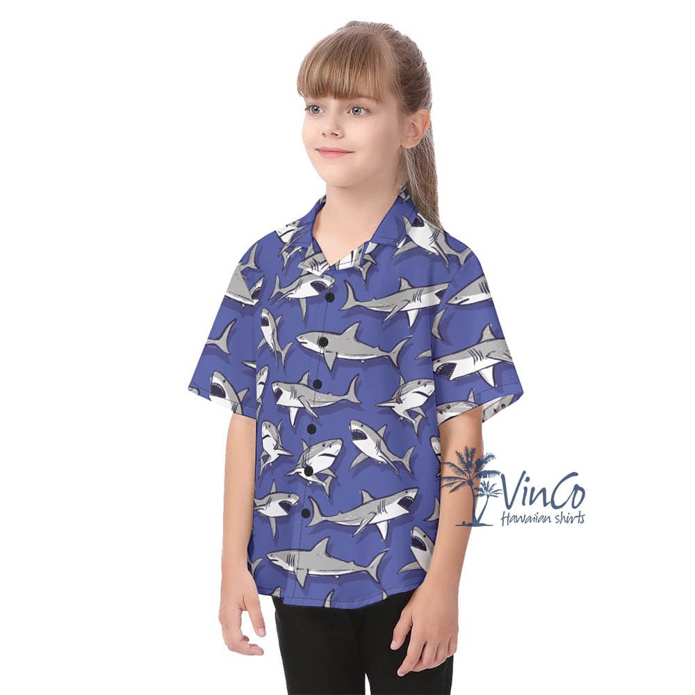 Cute Shark Aloha Shirt For Kids (3)