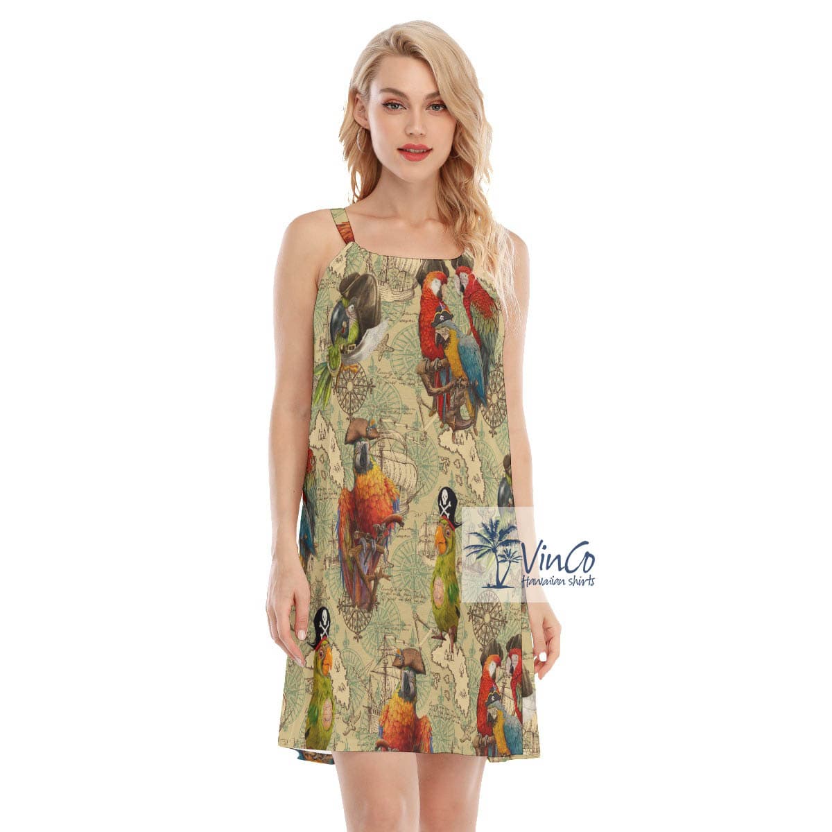 Funny Pirate Parrot Hawaiian Dress (4)