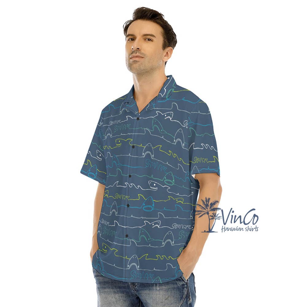 Men’s Shark Print Hawaiian Shirt (3)