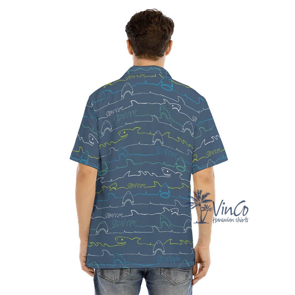 Men’s Shark Print Hawaiian Shirt (4)