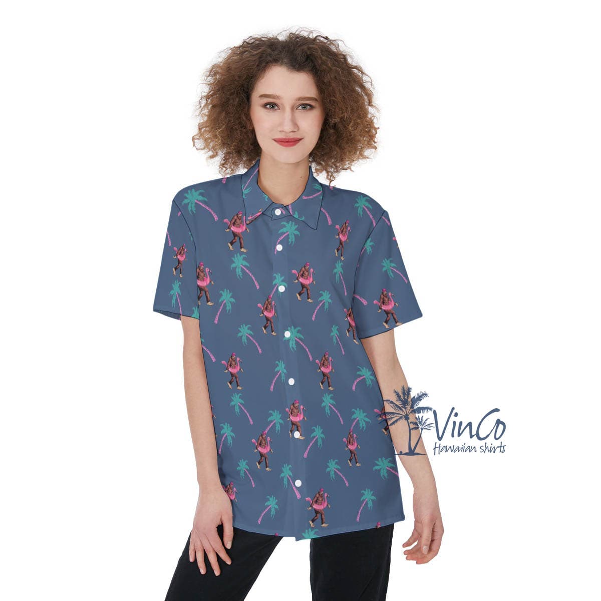 Navy Bigfoot Tropical Aloha Shirt (2)