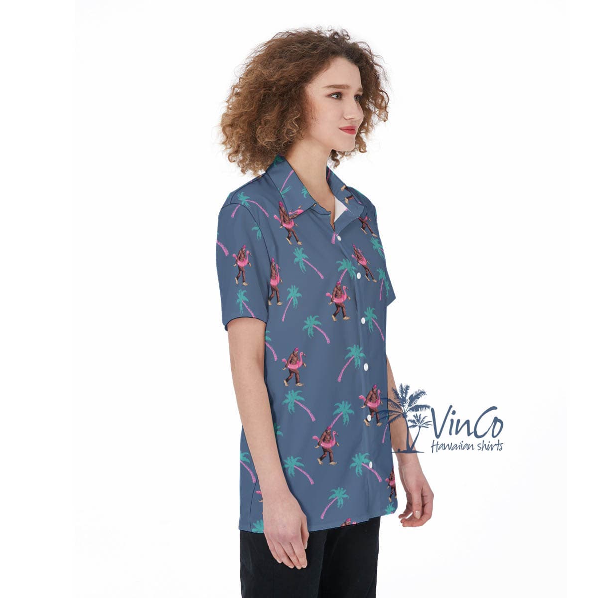 Navy Bigfoot Tropical Aloha Shirt (3)
